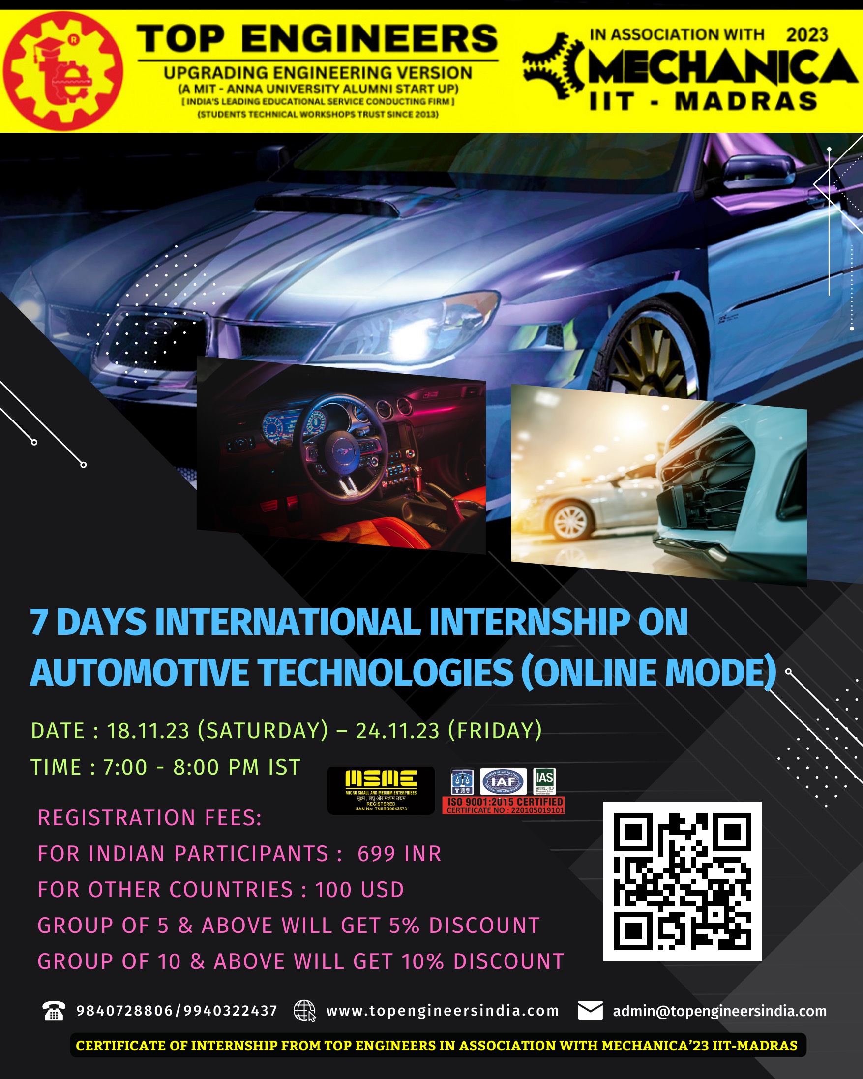 7 Days International Internship on Automotive Technologies (Online Mode) 2023